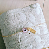 Pink Evil Eye Initial Bracelet