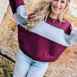 Color Block Sweater burgundy