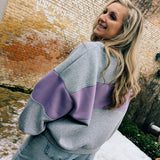 Color Block Sweater grijs/lila