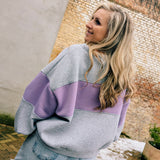 Color Block Sweater grijs/lila